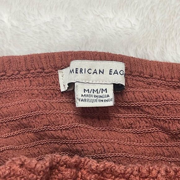 American Eagle Crochet Front Tie Lightweight Viscose Crop Top Women's Sz Medium - Picture 10 of 12